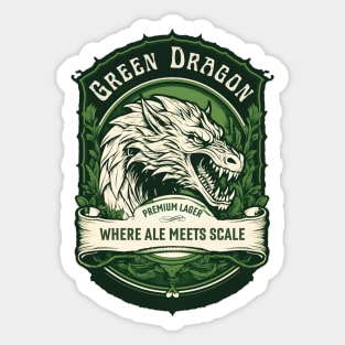 Green Dragon Premium Lager - Where Ale Meets Scale - Dragon Head - Fantasy Sticker